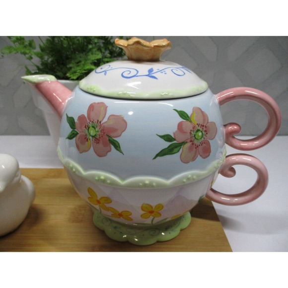 Avon Kitchen Avon Stacked Ceramic Tea Pot Cup Lid Set Fairy Tale